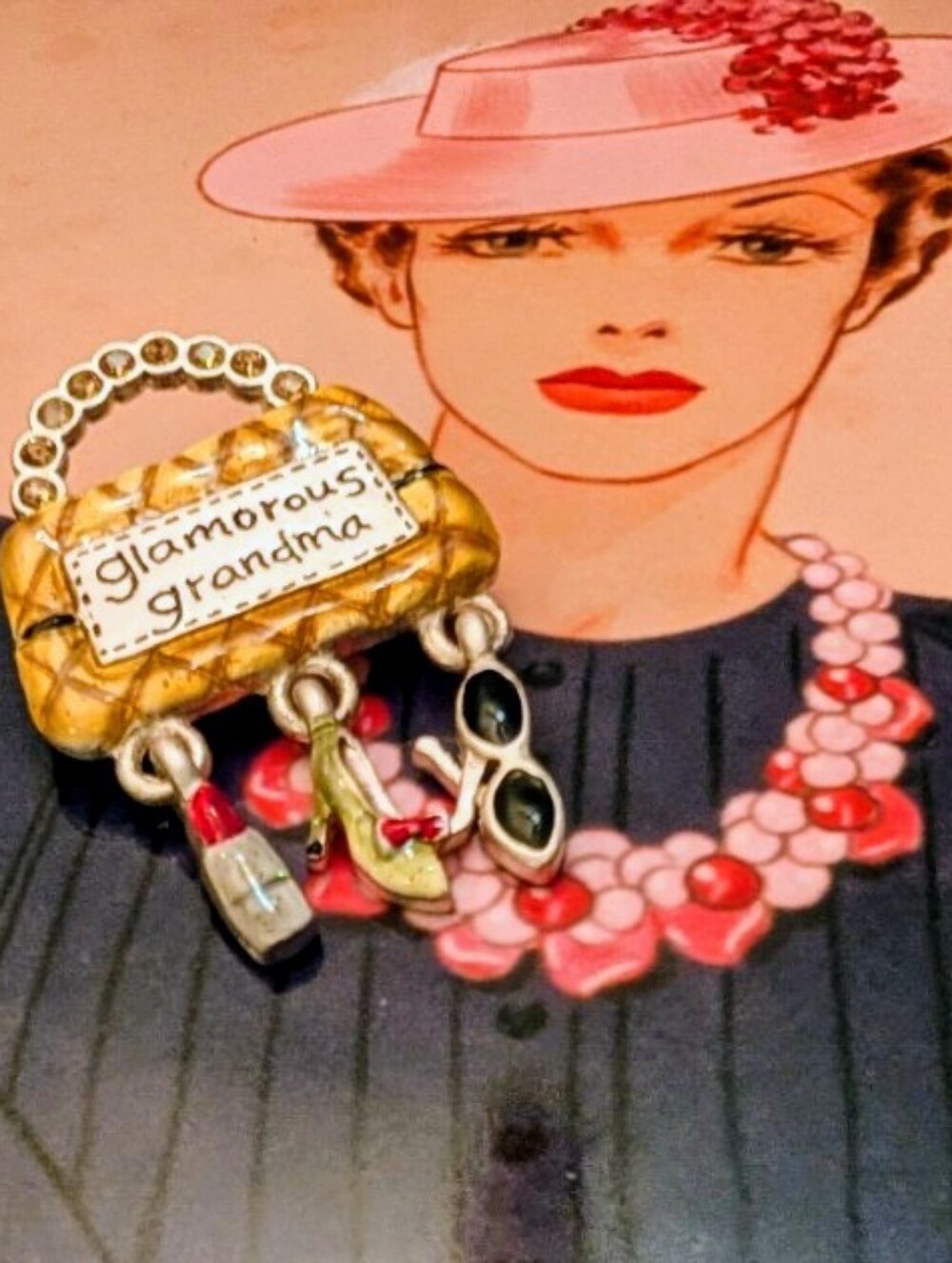 1980's AJMC Glamorous Grandma Brooch